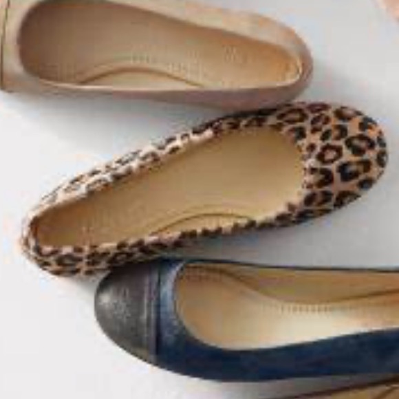 Garnet Hill Women’s Leopard Petra Signature Ballet Flat Leather Handmade Italy - Picture 2 of 11